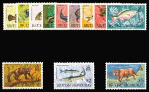 British Honduras 1968 QEII Wildlife set complete MNH. SG 256-267. Sc 214-225.