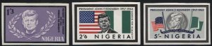 NIGERIA  1964 Sc 159-61 Mint NH VF Imperf - JFK John F Kennedy Memorial set