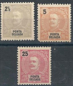 Ponta Delgada 3 Different MNH VF 1899 SCV $9.55