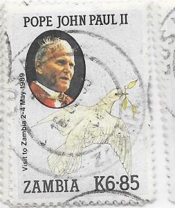 Zambia #471  6.85k Pope John Paul II   (U)  CV$4.00