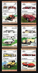 St. Vincent-Sc#687-92-Unused specimen set-top stamp of each pair is hinged-Cars