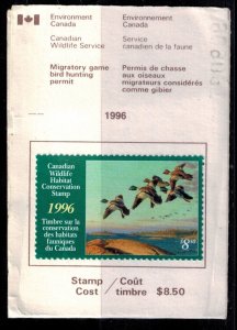 Canada FWH12 Duck Stamp on License Used VF