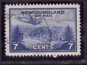 Newfoundland-Sc#C19- id9-used 7c airmail-Planes-1943-