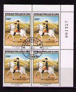 CONGO P.R. Sc# 637 USED FVF 4Block Washington Horseback