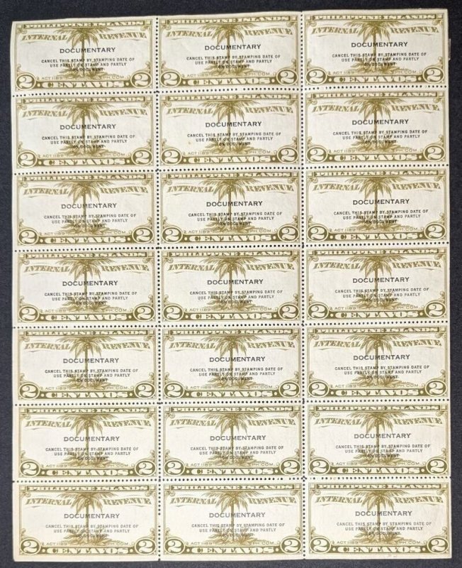EDW1949SELL : PHILIPPINES 2 Mint panes of Documentary stamps. Disturbed OG.