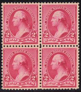 #220 VF-XF OG (3)LH (1)NH NATURAL GUM CREASE BLOCK OF 4 BQ6334