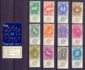 Israel 190-202 MNH 1961 Signs of the Zodiac Full Set w/Tabs Very FIne