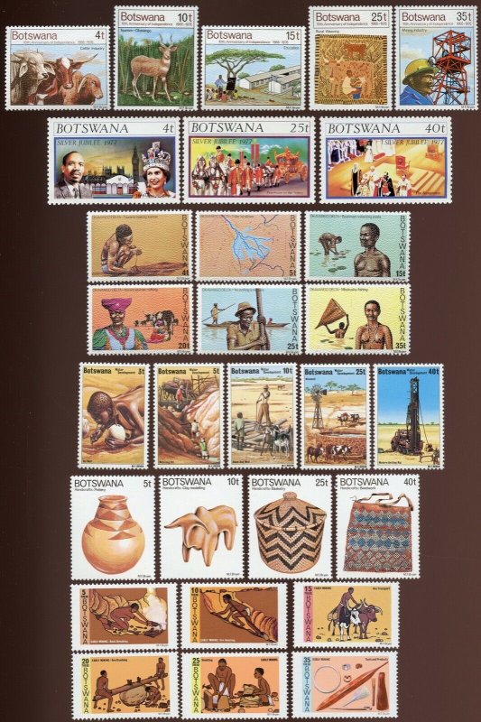 Botswana Sc 169-73, 179-81, 215-20, 225-29, 230-33, 247-52. MNH. 2017 SCV $15.85