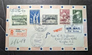 1947 Registered Finland Airmail Cover Helsinki to Halifax Nova Scotia Canada