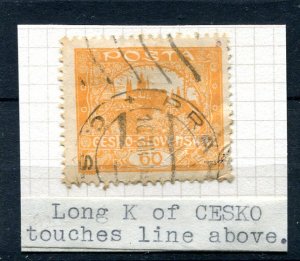 Czechoslovakia 1919 Perf Used 60H ERROR Long K of Cesko touches line above  8512