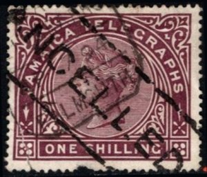 1879 Jamaica Revenue One Shilling Queen Victoria Telegraphs Used
