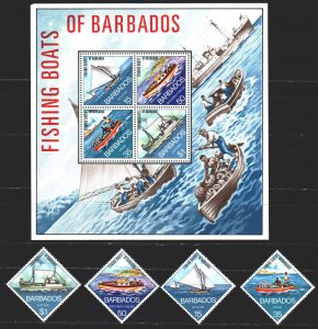 Barbados. 1974. 361-64, bl4. Fishermen, boats, ships. MNH.