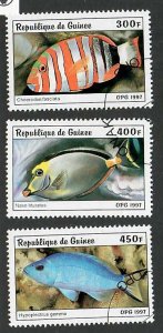 Guinea; Scott 1405-1407; 1997;  Used; Fish