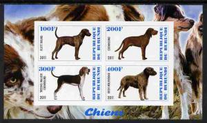 Burundi 2011 Dogs #8 imperf sheetlet containing 4 values ...