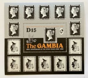 Gambia 1990 Scott 1003 sheetlet of 1 MNH -  150th Anniversary of Penny Black