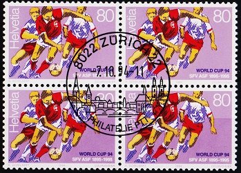 Switzerland. 1994 80c(Block of 4). S.G.1284 Fine Used