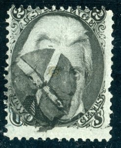 US Stamp #93 Andrew Jackson 2c - Used - F Grill - CV $55.00