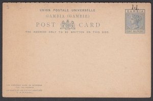 GAMBIA QV 1d opt on 1½d postcard with reply card attached - unused..........T322