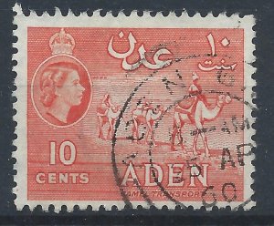 Aden 1953 - QE2 10c orange wmk Mult Script CA - used