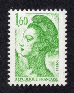 France 1982 1.60fr green Liberty, Scott 1796 MNH, value = 75c