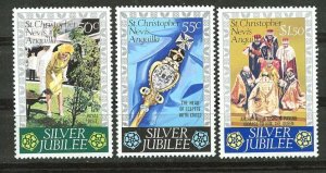 St. Kitts-Nevis # 332-34 QE Silver Jubilee (3) Mint NH