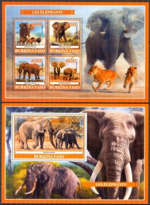 Burkina Faso 2019 Animals Elephants Sheet + S/S MNH