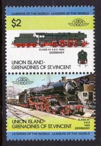 St Vincent Grenadines Union Island 52 Trains MNH VF