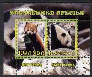 RWANDA - 2009 - Pandas - Perf 2v Sheet - MNH - Private Issue
