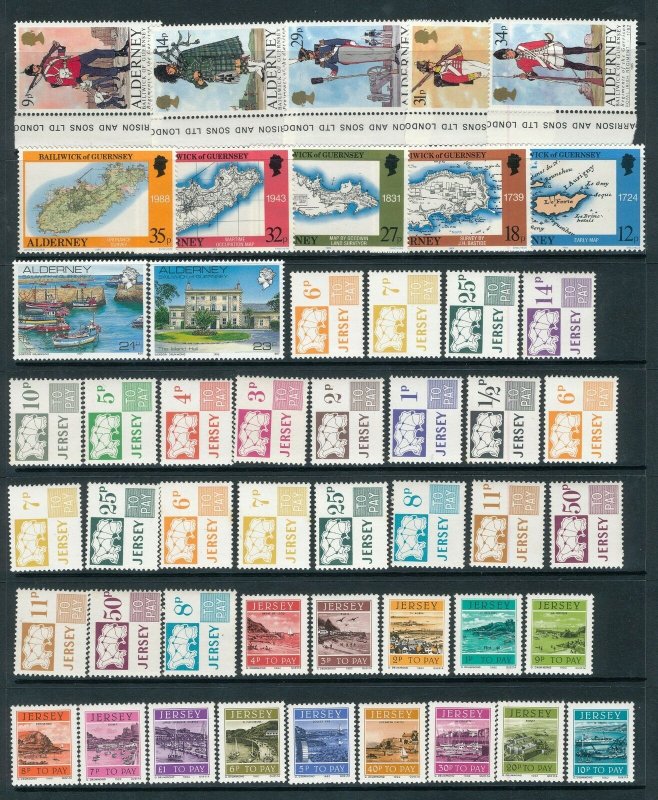 JERSEY ALDERNEY Maps Military Dues MNH  (Aprx 85+stamps) APR173