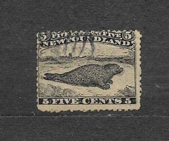 CANADA-NEWFOUNDLAND-1865, Sc#26, USED, VG-F, HARP SEAL. VAL:$200.Can FOR FINE.