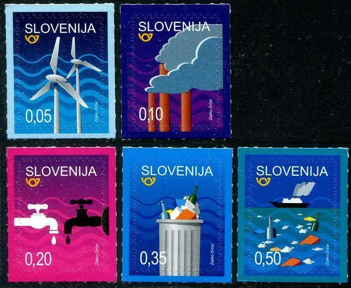 HERRICKSTAMP NEW ISSUES SLOVENIA Sc.# 1296-1300 Environmental Protection S/A