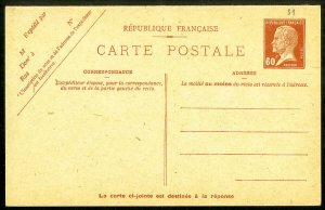 France Stamps XF Yvert 345 Universal w/ Reply Card 1,000 Frances