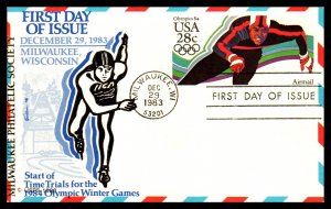 US UXC21 Winter Olympics Milwaukee Philatelic Society U/A FDC Postal Card