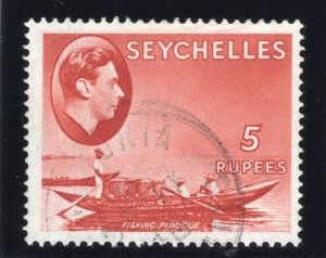 Seychelles 1938 KGVI 5r red (CH) very fine used. SG 149. Sc 148
