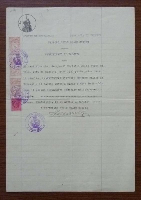 Italy Document - Revenue Stamp! J3