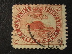 CANADA # 15--USED----SINGLE---BEAVER----1859