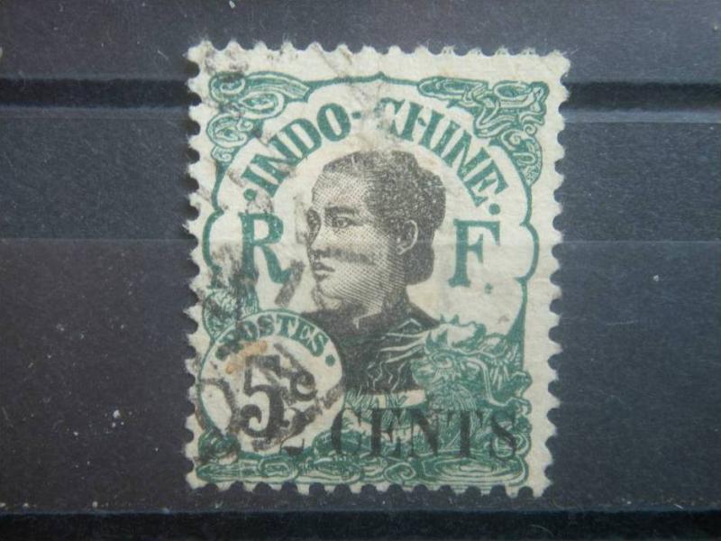 INDO-CHINA, 1919, used 2c on 5c, Girl  Scott 68