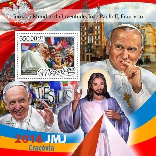 Mozambique Youth Day Pope John Paul II Pope Francis Vatican MNH stamp set