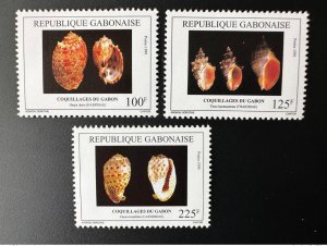 1999 Gabon Gabon Mi. 1477 - 1479 Crustacean Shellfish Shells RARE!-