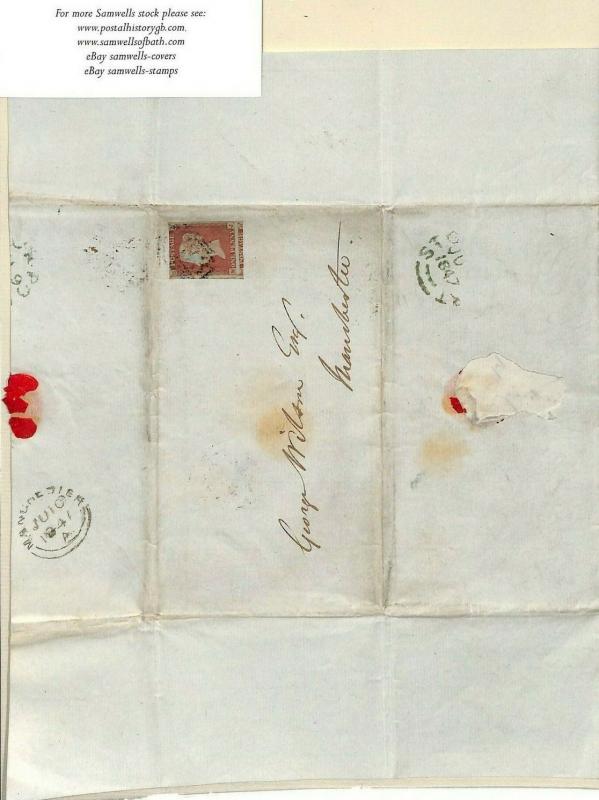 GB CHESHIRE *Stockport Borough Election*Historic Letter 1847 1d Red Cover MS3656 