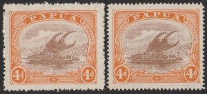 PAPUA 1916 Lakatoi 4d light brown & orange, wmk Crown left or right. MNH **.