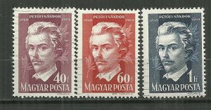 1949 Hungary 848-50 Petofi Issue C/S MH