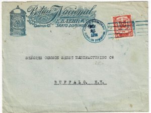 Dominican Republic 1935 Santo Domingo cancel on Pharmacy ad cover to the U.S.