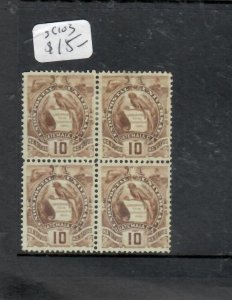 GUATEMALA  BIRD  10C   SC 103   BLOCK OF 4   VFU       P0217A  H