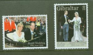 Gibraltar Scott 820-1 MNH** Wedding stamp set 1999 CV$5