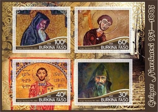 Stamps.People Armenia Grigor Narekatsi  2021 year 1+1 sheets perforated