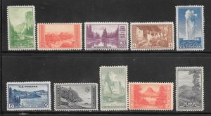 #756-765 MH NGAI Imperf National Parks Set of Singles (my2)