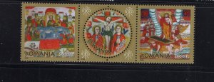 Romania #4719 (2005 Easter  strip of three) VFMNH CV $1.50