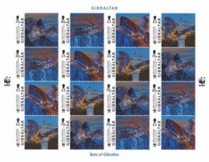 Gibraltar 2017 - World Wildlife Fund - Bats - Sheet of 16 stamps - MNH