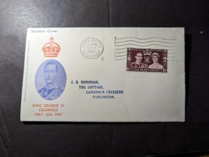1937 England King George VI Coronation Cover Darlington Durham Local Use